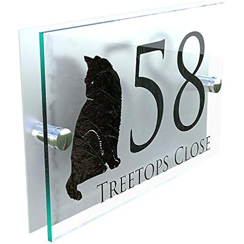 Custom Acrylic Cat House Sign with Number Cover