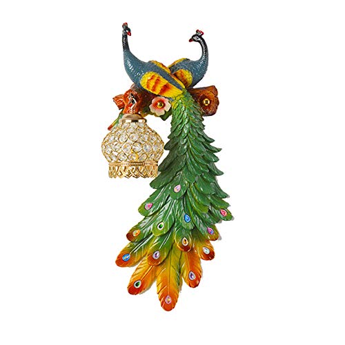 JXILY Lámpara de Pared de Pavo Real Luz de Noche Phoenix lámpara Creativa nórdica Sala de Estar TV Fondo Pared Dormitorio mesas de Noche Pasillo decoración decoración Resina auspicioso,Right Cover