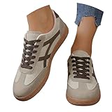 Zapatillas de correr para mujer, estilo retro, zapatos deportivos de punta redonda, talla grande, con cordones, suela de goma, zapatos casuales, modernos, antideslizantes, informales, zapatillas de