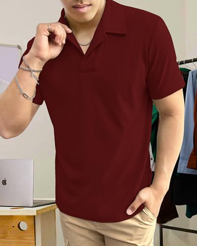 Image of I ENTERPRISE Men's Regular Fit T-Shirt - Cotton Blend, Half Sleeve, Spread Collar, Stylish, Solid Plain T-Shirts for Men, Mens t Shirt - Combo