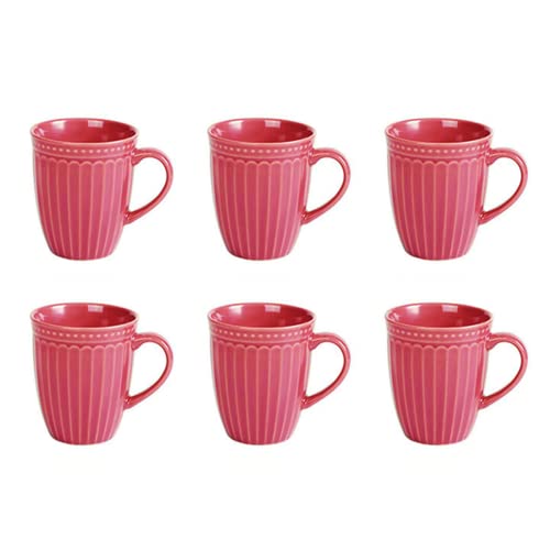 OISIIKITS Porzellan geriffelte Tassen - 13 Unzen für Kaffee, Tee, Kakao, kalt sortierte Farben Geschirrspüler und mikrowellengeeignete (Violett) Cover