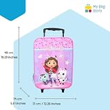 mybagstory - Gabby's Dollhouse - wózek dziecięcy 42 cm - Lekki bagaż kabinowy na kółkach - różowy i fioletowy