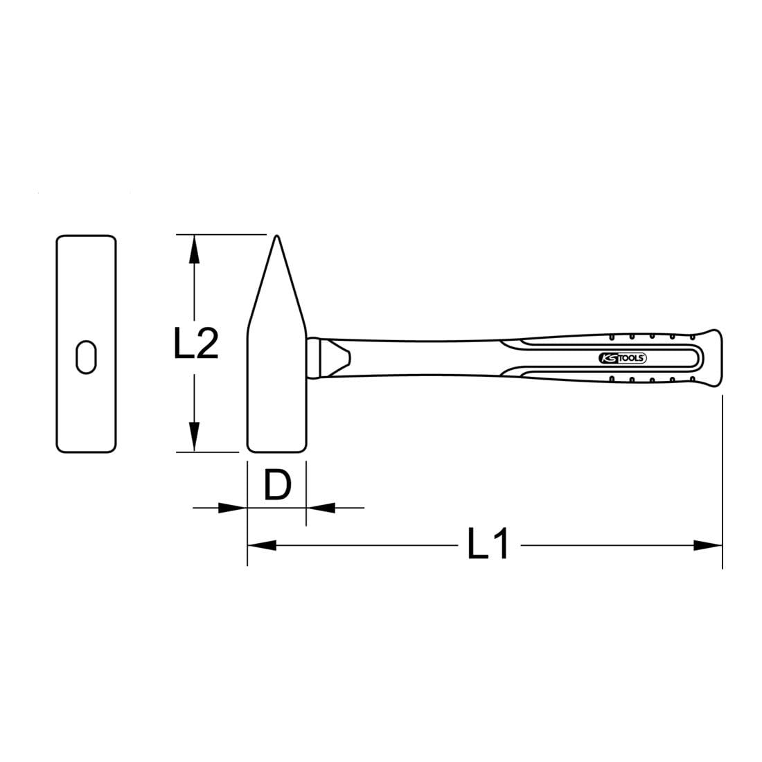 KS Tools 963.2006 BRONZE+ Młotek ślusarski 150 g, z rękojeścią z drewna Hickory