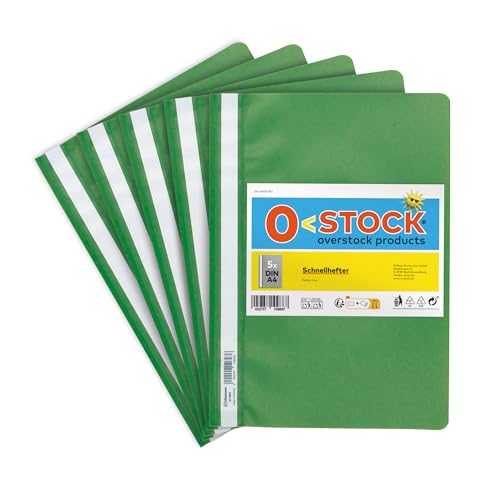 5 x Schnellhefter A4, Farbe Hellgrün, stabil, transparente...
