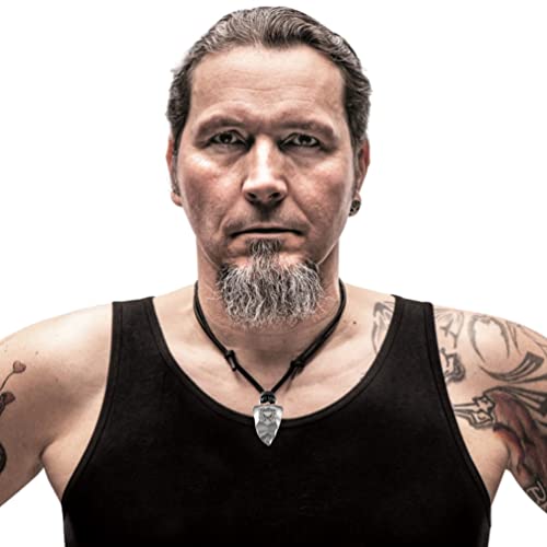 Titan Faustkeil Tattoo Maschine Amulett aus Reintitan Herrenschmuck Anhänger mit Lederband in schwarz – Bild 4