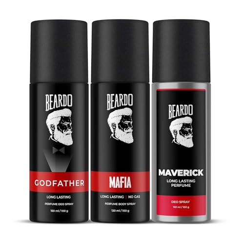 Beardo Godfather, Mafia & Maverick Perfume Body Spray (Set of 3) Citrus Aromatic Spicy | Deodorant | Deo For Men | Long Lasting Perfume| Christmas gift for men | Gift For Friends | Gift for Men