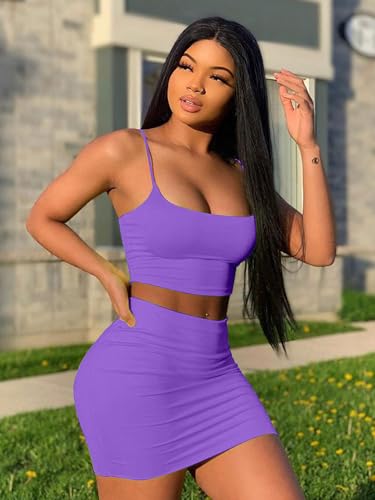 Image of BORIFLORS Women's Sexy 2 Piece Bodycon Mini Party Dresses Halloween Costume Strap Crop Top Short Skirt Set