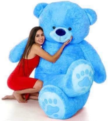 Teddy Bear with Neck Bow for Girls, Soft Toys for Girls & Kids Furry Soft Stuffed Spongy Plush Toy for Special Occasion Birthday, Anniversary, Valentine's Day (3 Feet) (Blue)