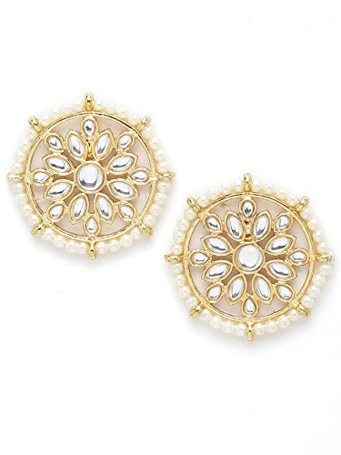 Karatcart Gold Plated Floral Kundan White Pearl Choker Necklace Set for Women - Image 7