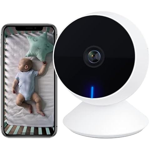 LAXIHUB Wireless Video Baby Monitor, WiFi Baby Monitor Security Camera Two-Way Audio and Video, Night Vision, Motion & Sound Detection Multiple Video View, Work with Alexa, White Cover
