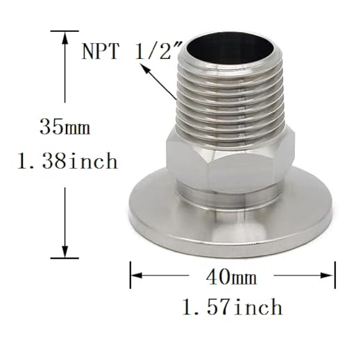 Image of SS304 KF25 NPT Male Adaptor thread 1 /2 inch NW25 KF Male coupling ISO-KF25 X NPT 1 /2 inch