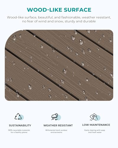 image for SERWALL HDPE Patio Coffee Table, Rectangle Outdoor Coffee Table, All W