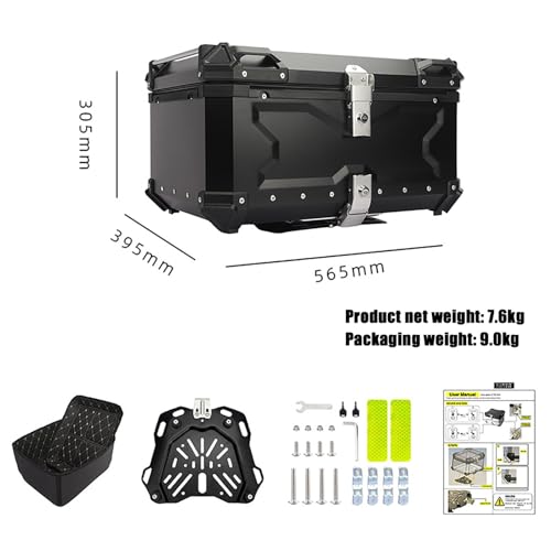 Coffre de moto verrouillable pour bagages 65L protégeant votre casque B - 2