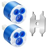 Wasserhahn Kartusche, Kartusche Wasserhahn 2er Set Mit Einem Schraubenschlüssel, Keramik-Kartusche 35 Mm 90 Grad, Für Küchenarmaturen Und DIY-Reparaturen, Kartusche Für Blanco Und Dornbracht Armaturen