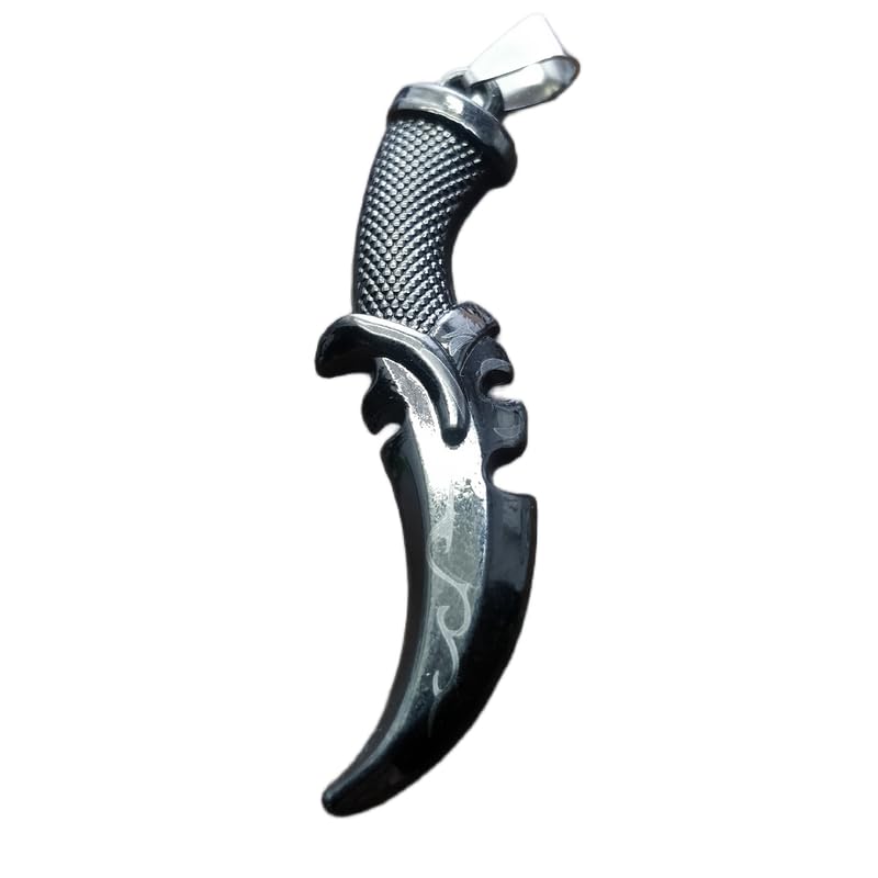 Stainless Steel Curved Claw Dagger Pendant Charm, Tribal Fang Knife Design, Gothic Viking Style Statement Jewelry, 52x15 mm. RR_CSP_0234-image-3