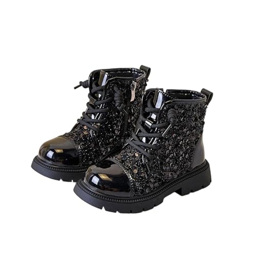 Girls Glitter Combat Boots Ankle Booties Lace Up Sparkly Dress Up Shoes Party Fashion Casual Outdoor Footwear