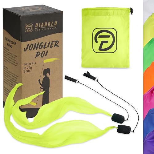 Diabolo Freizeitsport 40cm UV leucht Poi in Gelb - Angel Wings Spinning Pois. Spiral Pois Soft-Pois für Kinder - geeignet für Anfänger und Profis