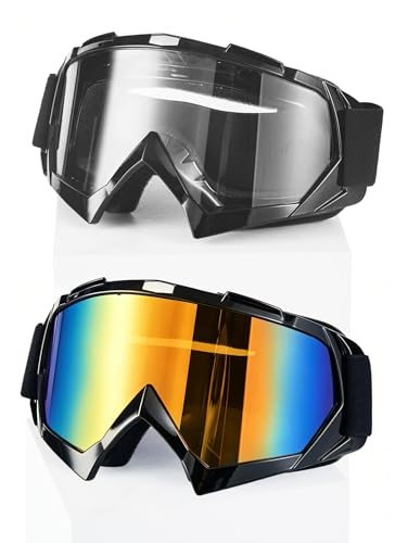 Image of 2Pcs Dirt Bike Goggles Motocross Motorcycle ATV Riding Dustproof Windproof Off Road Racing MX Four Wheeler Goggles
