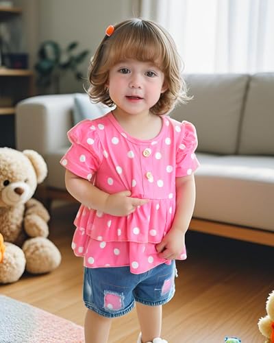 Image of NZRVAWS Girl Clothes Toddler Girls Summer Outfit Heart Tank Top+Pink Shorts 2 Piece Clothing for Girl 1 2 3 4 5 6 7 T