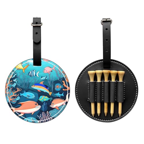 Submarine Dolphins Black Printed Golf tee Storage Bag - Portable Design, Easy to Organize tee