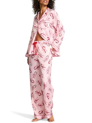 Image of Victoria's Secret Satin Pajama Set, Long Sleeve Button Down Shirt & Pants, Sleepwear for Women (XS-XXL)