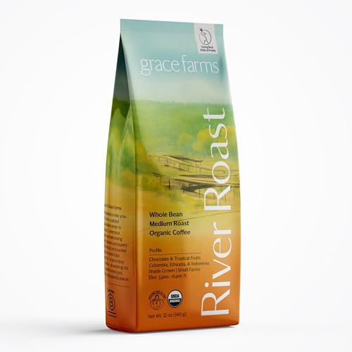 Grace Farms, Organic Whole Bean Coffee, River Roast Blend (Colombia,