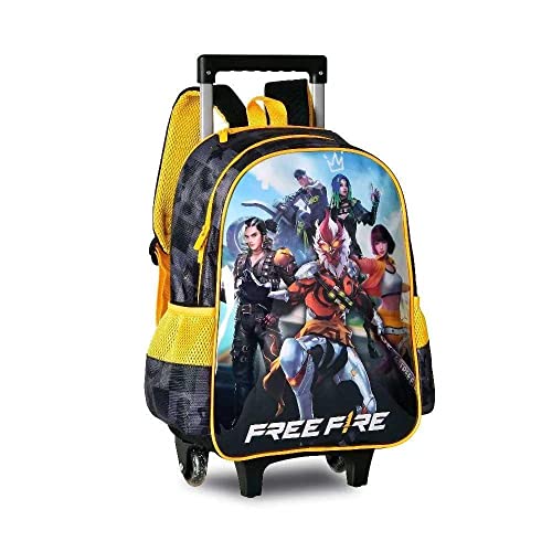 Mochila de Carrinho Free Fire, Clio, Preto/Amarelo, M