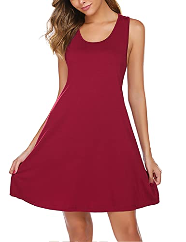 Avidlove Sleepwear Women's Nightgown Cotton Sleep Shirt Sleeveless Sleep Dress Nightshirt (Wine Red,Xl) #TOP2