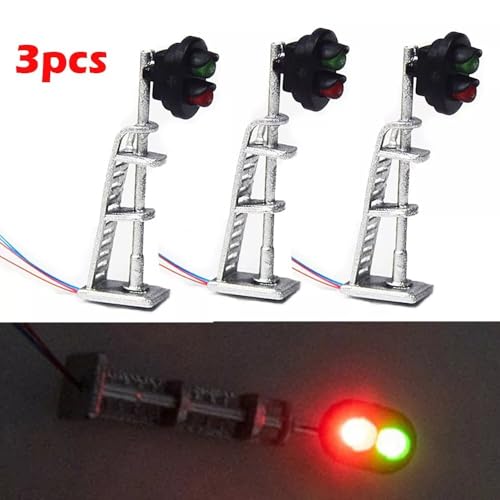 3pc Model Railroad N Scale 1:87 Track Signals 2-LEDs Green Red Block Lights Lamp