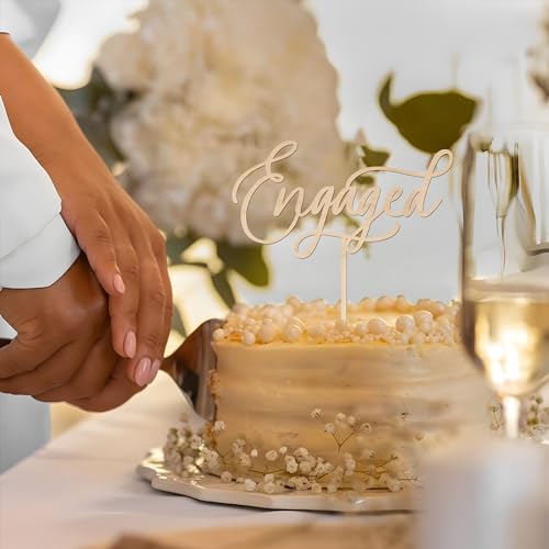 Party To Be Engaged Cake Topper Engagement Cake Topper In Wood thumb #2