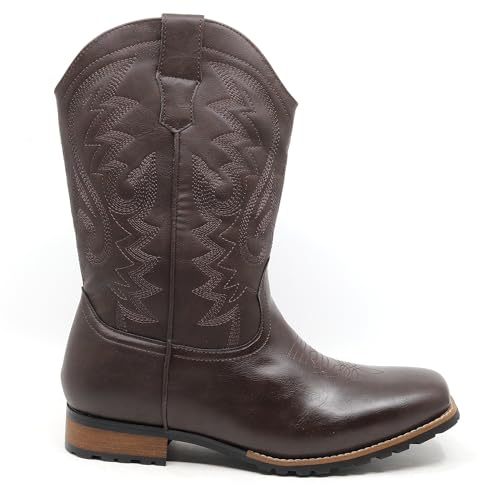 Image of Metrocharm Men's Cowboy Western Embroidered Square Toe Boots WESTERN-03