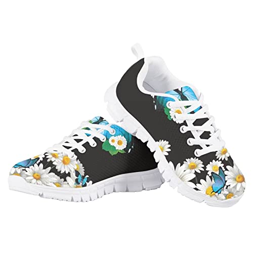 Yzaoxia Tennis Shoes Girls Lightweight Athletic Running Shoes Lace Up Walking Sneakers Size 11-54