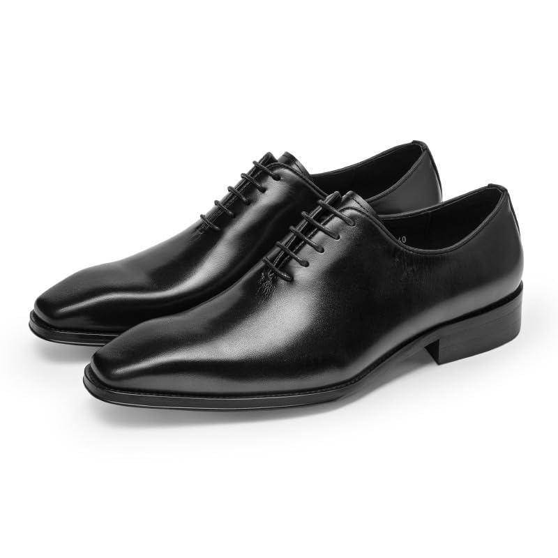 Men's Leather Dress Shoes, Non-Slip Tuxedo Oxfords, Classic Lace-Up Business Formal Shoes for Men Comfortable Wedding and Office Footwear