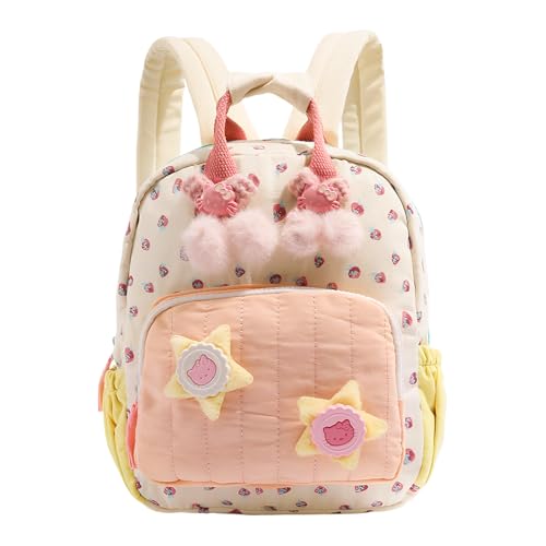 Personalizada Mochila Infantil, Mochila Bebe Con Diseño Fresa para 2-6 Años Niños Niñas, Mini Mochila Bolso de Viaje Ajustable, Mochila Escolar Infantiles para Guardería Colegio Preescolar, 26x23x9 cm