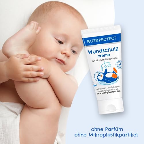 PAEDIPROTECT Wundschutzcreme Baby 50 ml, Wundsalbe ohne Parfüm & Silikone, vegane Babycreme Schutz für empfindliche Babyhaut im Windelbereich, Bio-Kamille Heilsalbe Pflege hilft bei Rötungen – Bild 5