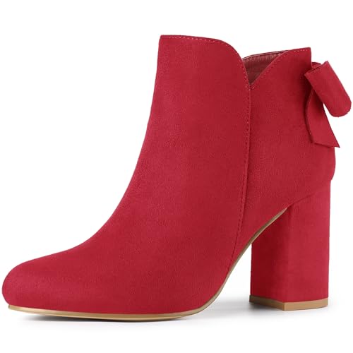 Bottines à talons épais Allegra K bout rond chaussures d'automne femme