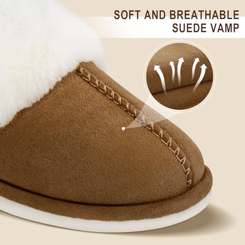 Parlovable Women Slippers with Memory Foam, Fuzzy Warm Bedroom House Shoes, Fluffy Winter Indoor Outdoor Anti-Skid Sole2