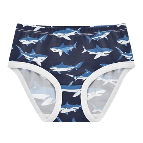 Wusikd Shark Navy Girls' Underwear Cotton Blue Girls Briefs Soft Toddler Underwear 2T