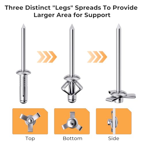Image of INCLY Pop Rivets & Trifold Rivets Assortment Kit with Washers, 1200PCS | 14 Sizes Aluminum Rivets, 3 /32 inch, 1 /8 inch, 5 /32 inch, 3 /16 inch, 1 /4 inch, and 3 /16'' x 5 /8 inch Tri-Fold Rivets for Metal, Automotive, Kayak