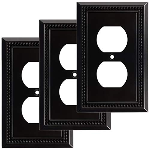 Image of Henne Bery Sunken Pearls Heavy Duty Switch Plate /Wall Plate /Outlet Cover (Single Duplex 3PK, Matte Black)