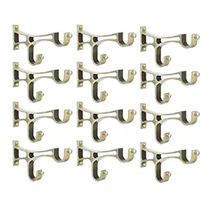 SPOTBIA Stylish Antique Finish Double Curtain Support for Bracket Parda Holder Window Rod Support Fittings (PAXK of 12, Gold)