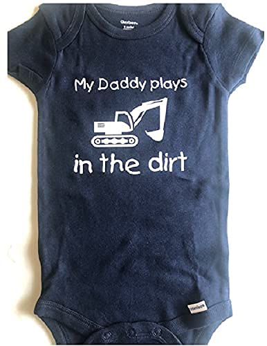 Digger Excavator track hoe baby onesie ® Construction My daddy plays in the dirt one piece infant bodysuit2