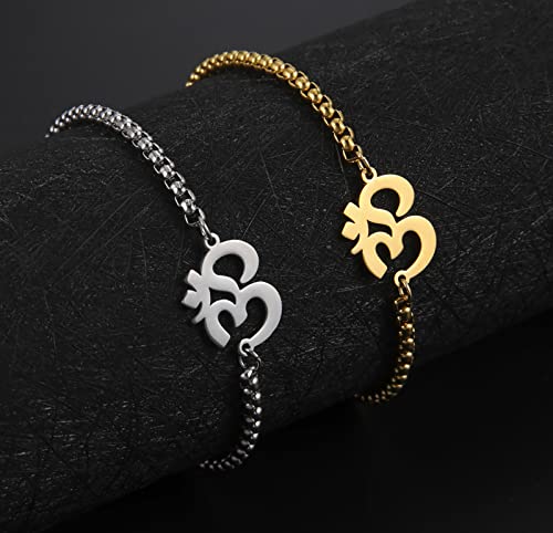 Pulsera Om para Mujer Cadena Ajustable Acero Inoxidable miniatura 6