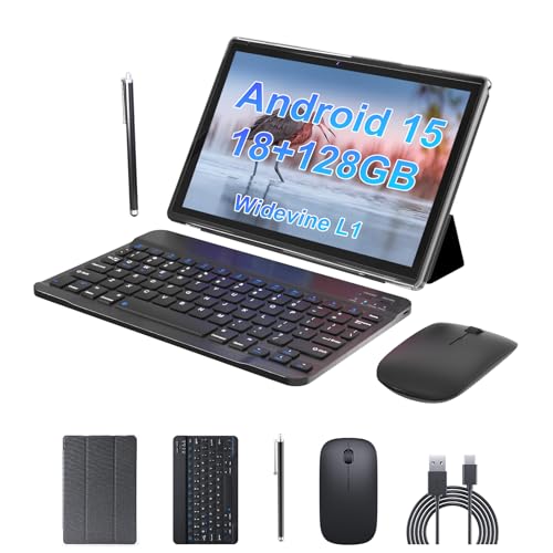 Image of ZZB 10 inch Android 15 Tablet 2 in 1 Tablet with Keyboard Mouse Case Stylus Pen 18GB RAM 128GB ROM 2TB Expandable, Android 15(DOES NOT WORK) 10.1 inch IPS 6000mAh Battery Bluetooth Camera