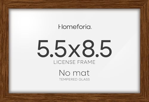 Image of Homeforia 5.5 x 8.5 Business License Frame Brown, High End Dark Oak 5.5x8.5 Wooden Certificate Frames, 5.5 by 8.5 Walnut Wood Document Frame for Wall or Tabletop, Tempered Glass, Wall Kit, Set of 2