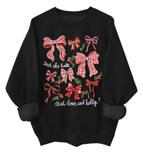 Deck The Halls With Bows And Holly - Sudadera divertida de Navidad con texto en inglés 'Deck The Halls', unisex, Negro, M