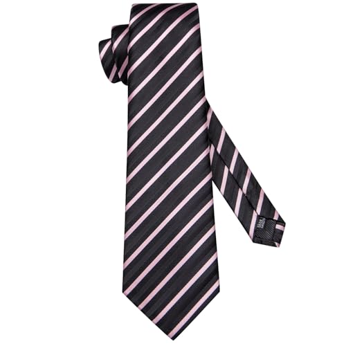 Image of Dubulle Mens Paisley Floral Silk Tie for Men Striped Necktie and Pocket Square Cufflinks Set Wedding Business