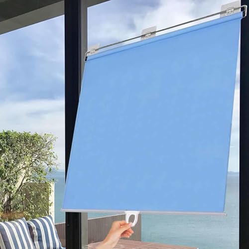 Blackout Roller Shades for Windows,Suction Cup Roller Blinds,Retractable Sunshades Roll Up Blinds No Drilling,32/40/50/60/70/80/100/120cm,Indoor Insulated Curtains,Blue-117x150cm/46x59in