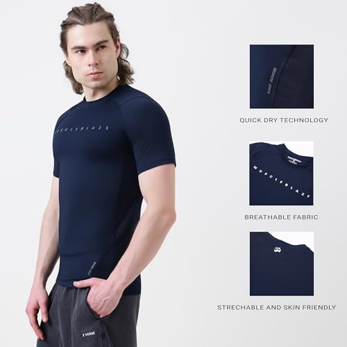 Image of MuscleBlaze Half Sleeve Air Tech Compression MuscleTee for Men