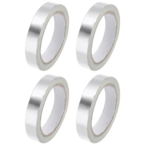 Image of uxcell Aluminum Foil Tape 0.8 Inch x 20 Yards Silver High Temperature Tape for HVAC, Sealing, Patching Hot and Cold Air Ducts 4 Pcs
